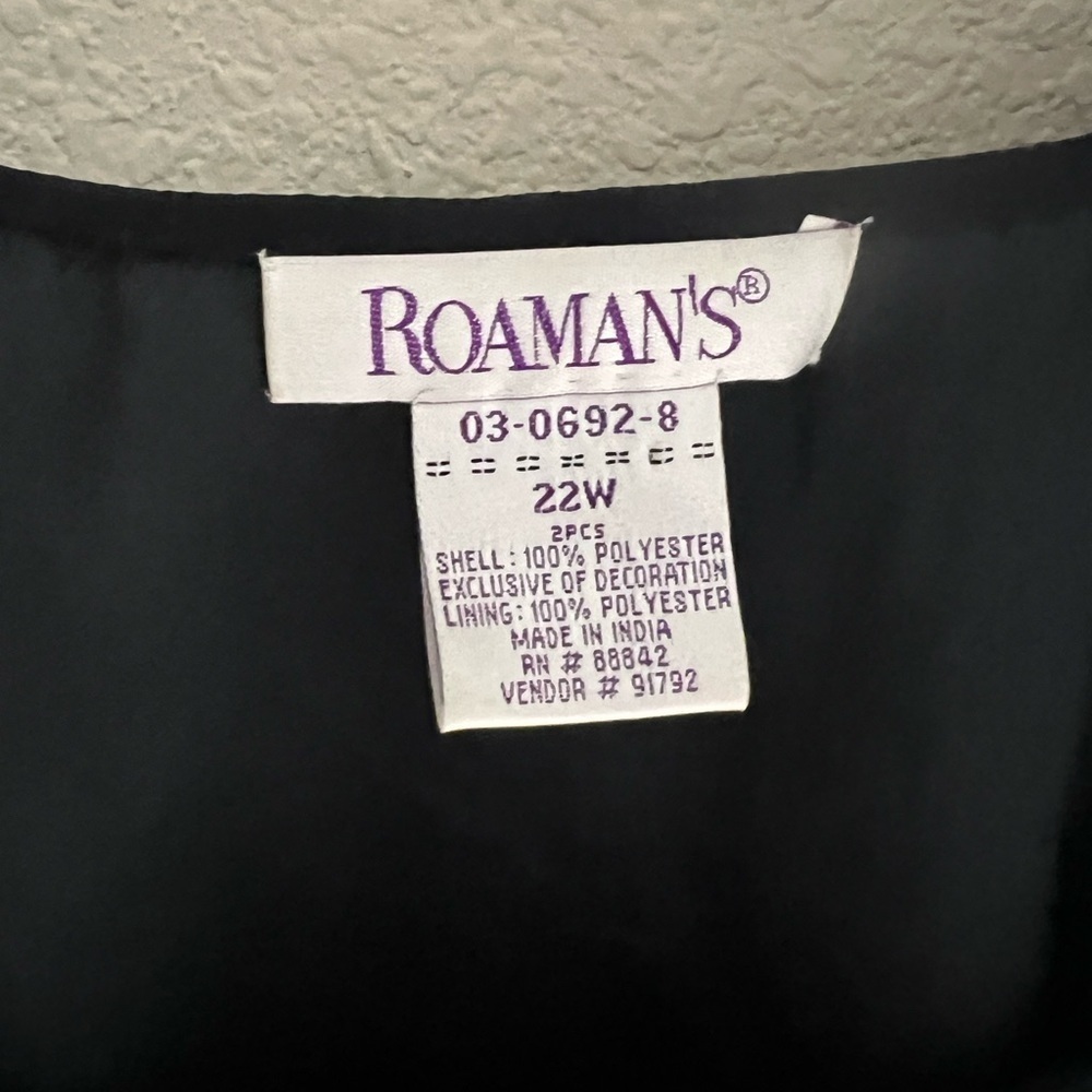 Romans Woman's Blouse Tunic black Beaded Size 22W Plus Open Sleeve - Picture 5 of 13
